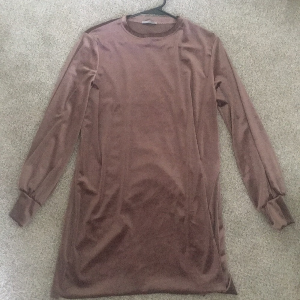 ZARA velvet champagne butterfly sleeved dress